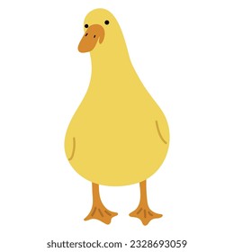 Duck Yellow Single 7 cute on a blue background, vector illustration