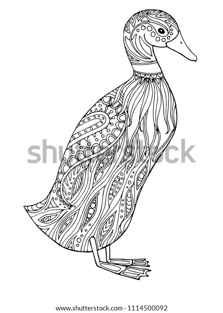 Duck Zentangle Design Bird Page Coloring Stock Vector (Royalty Free ...