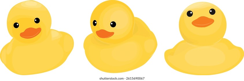 Duckies illustration drawing vector, three duck cartoon, yellow theme
