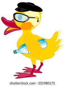 Duckling bespectacled and cap