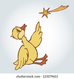 Duckling cartoon character with a star  vector illustration