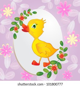  Duckling and flowers