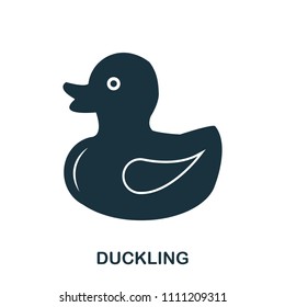 Duckling icon. Mobile apps, printing and more usage. Simple element. Monochrome Duckling icon illustration.