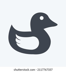 Duckling Icon in trendy glyph style isolated on soft blue background