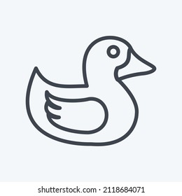 Duckling Icon in trendy line style isolated on soft blue background