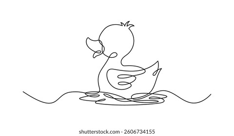 Duckling one line drawing on white isolated background. Vector illustration	