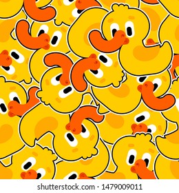 Duckling pattern seamless. Duck background. Water bird vector ornament. Baby cloth texture