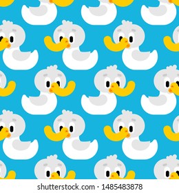 Duckling pattern seamless. Duck background. Water bird vector ornament. Baby cloth texture