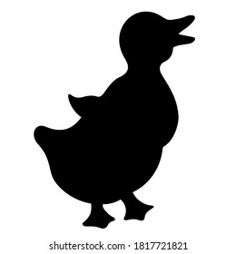 Duckling silhouette vector icon on white background
