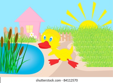 duckling, vector illustration, all characters are on separate layers.