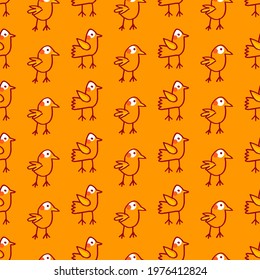 Ducklings, Birds. Seamless pattern for kids and baby. Handmade vector design, illustration of ducks isolated over white background. Ideal for children's print.