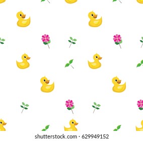 ducklings and flower. duck and plants. textures background.