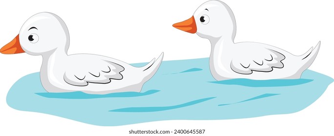 Ducklings swimming in the pond vector illustration