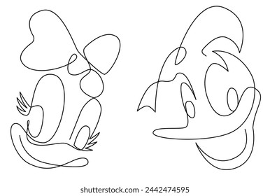 Ducks abstract outline vector on white background
