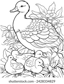 ducks coloring page for kids