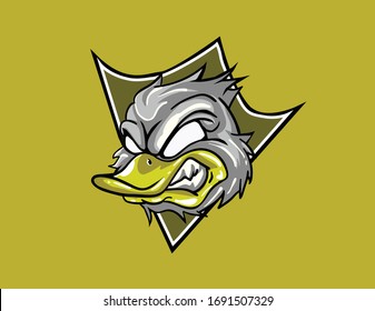 Ilustración de diseño del logotipo Ducks, diseño del logo de la mascota Duck para el club de juegos