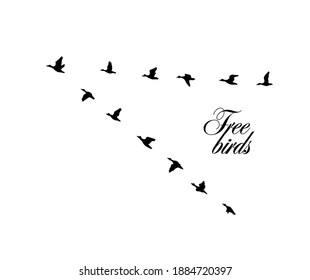 Un pato volando hacia el sur. Ilustración del vector
