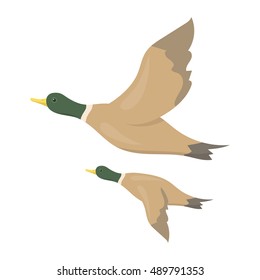 Ducks icon in cartoon style isolated on white background. Hunting symbol stock vector illustration.
