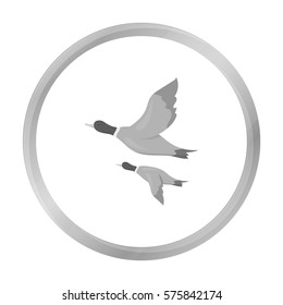 Ducks icon in monochrome style isolated on white background. Hunting symbol stock vector illustration.