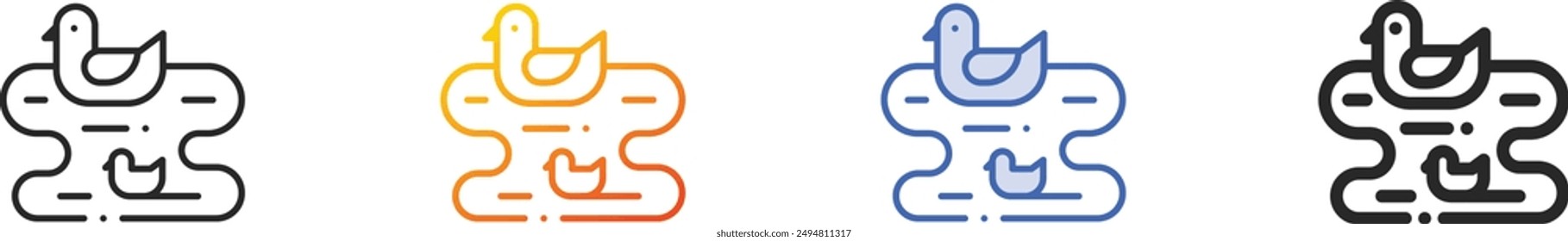ducks icon.Thin Linear, Gradient, Blue Stroke and bold Style Design Isolated On White Background