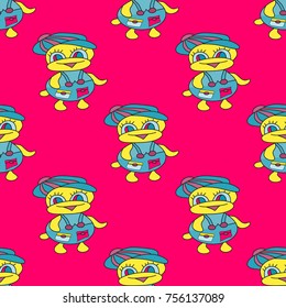 ducks on a pink background seamless bright pattern