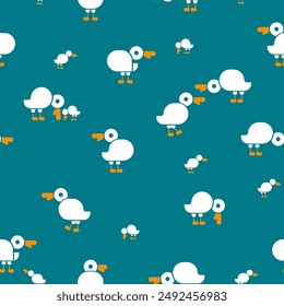 Ducks set pattern seamless. Duck background. Farm birds texture. Baby fabric texture
