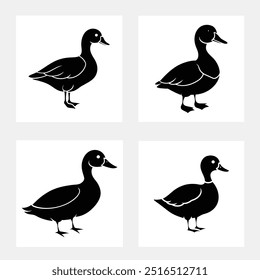 Ducks silhouette vector illustration icons