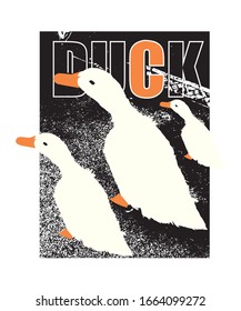 ducks traveling on the road vector