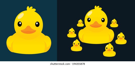 Vector de patos, ilustración linda de dibujos animados.