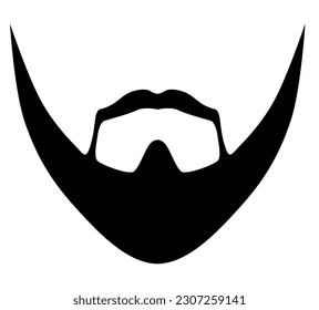 Ducktail Estilo barba de los hombres ilustración Mustache de pelo facial. Vector negro macho Moda plantilla de colección de barbero plana. Elegante corte de pelo con contorno aislado sobre fondo blanco.