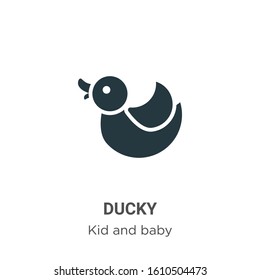 Ducky glyph icon vector on white background. Flat vector ducky icon symbol sign from modern kid and baby collection for mobile concept and web apps design.