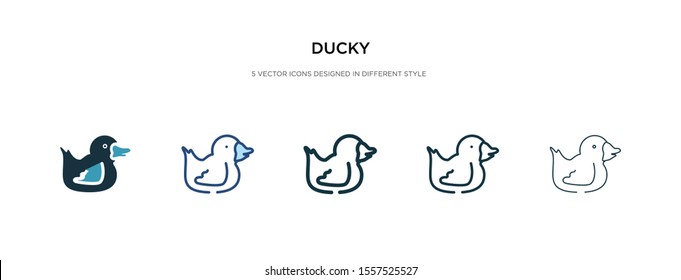 ducky icon in different style vector illustration. two colored and black ducky vector icons designed in filled, outline, line and stroke style can be used for web, mobile, ui