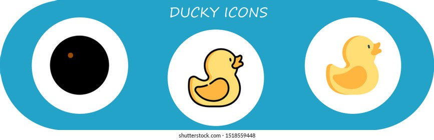 ducky icon set. 3 flat ducky icons.  Simple modern icons about  - duck, rubber duck
