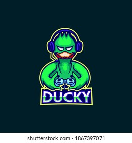 Ducky mascot gaming logo design