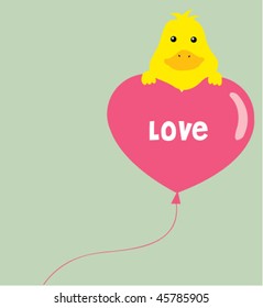 Ducky on love balloon