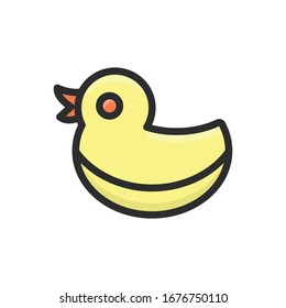 Ducky vector filled color outline icon. 