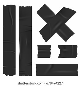 Duct adhesive tape. Realistic stripes set. Vector