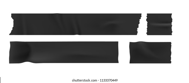 Duct adhesive tape silver and black realistic isolated vector illustration

