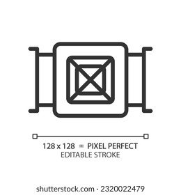 Duct air conditioner linear icon. Air filtration. Ventilation pipe. Hvac system. Building equipment. Thin line illustration. Contour symbol. Vector outline drawing. Editable stroke