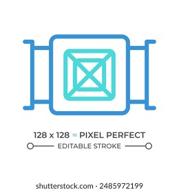 Duct air conditioner two color line icon. Air filtration. Ventilation pipe. Hvac system. Building equipment bicolor outline symbol. Duotone linear pictogram. Isolated illustration. Editable stroke