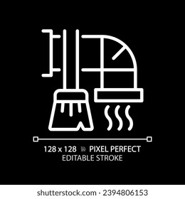 Duct cleaning white linear icon for dark theme. Air quality improvement. Hvac maintenance. Cleaning service. Air vent. Thin line illustration. Isolated symbol for night mode. Editable stroke