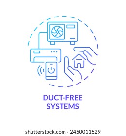 Duct free system blue gradient concept icon. Ductless mini-split systems. HVAC type. Round shape line illustration. Abstract idea. Graphic design. Easy to use in promotional material