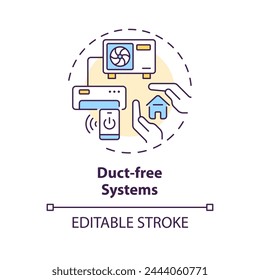 Duct free system multi color concept icon. Ductless mini-split systems. HVAC type. Round shape line illustration. Abstract idea. Graphic design. Easy to use in promotional material