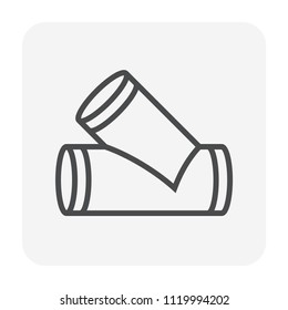 Duct icon design, Duct is passages used in heating ventilation and air conditioning HVAC to deliver and remove air, Made out of the galvanized steel or aluminium, Vector illustration 64x64 pixel.