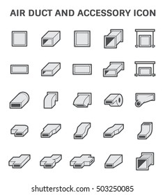 Duct pipe connector part vector icon. Include square shape, straight, junction and bending for installation, construction in pipeline system of hvac, air conditioning, distribution and ventilation.