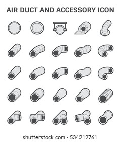 Duct pipe connector part vector icon. Include round shape, straight, junction and angle degree for installation, construction in pipeline system of hvac, air conditioning, distribution and ventilation