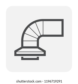 Duct pipe and grille icon design, Duct is passages used in heating ventilation and air conditioning HVAC to deliver and remove air, Made out of the galvanized steel or aluminium, Vector icon design.