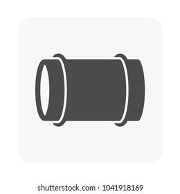 Duct pipe icon design, Duct is passages used in heating ventilation and air conditioning HVAC to deliver and remove air, Made out of the galvanized steel or aluminium, Vector illustration design icon.