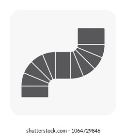 Duct pipe icon design, Duct is passages used in heating ventilation and air conditioning HVAC to deliver and remove air, Made out of the galvanized steel or aluminium, Vector illustration design icon.