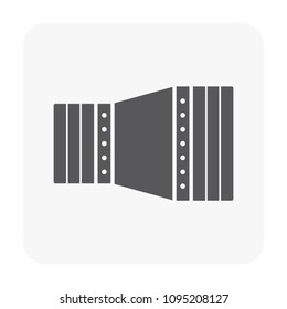 Duct pipe icon design, Duct is passages used in heating ventilation and air conditioning HVAC to deliver and remove air, Made out of the galvanized steel or aluminium, Vector illustration design icon.